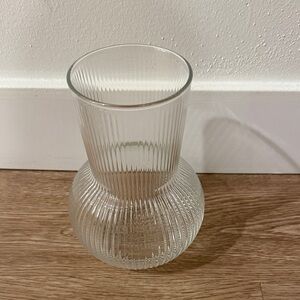 Clear Ribbed Glass Vase - Home Accents
